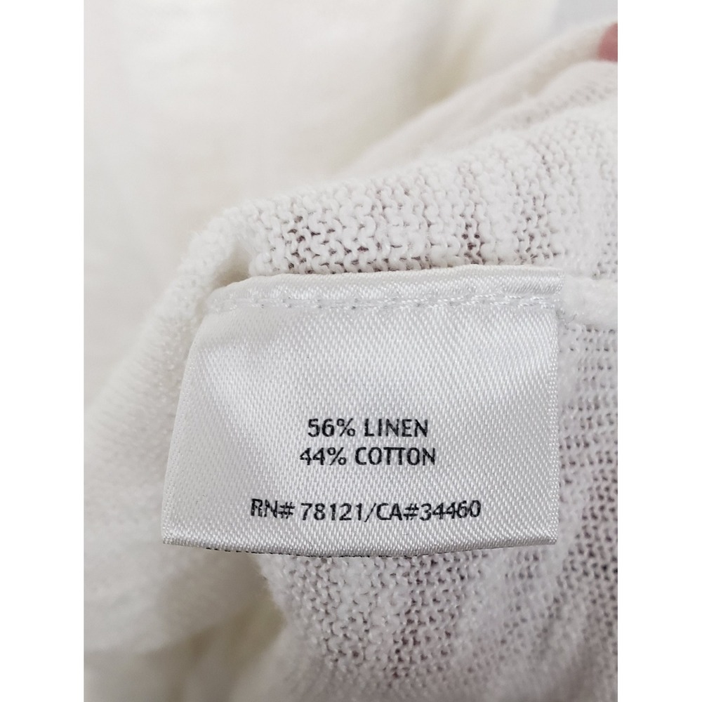 Eileen Fisher White Linen Cotton Slub Knit Cardigan Sweater L Spring Resort - Picture 3 of 7